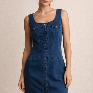 C’est Toi Blue Denim Sleeveless Dress